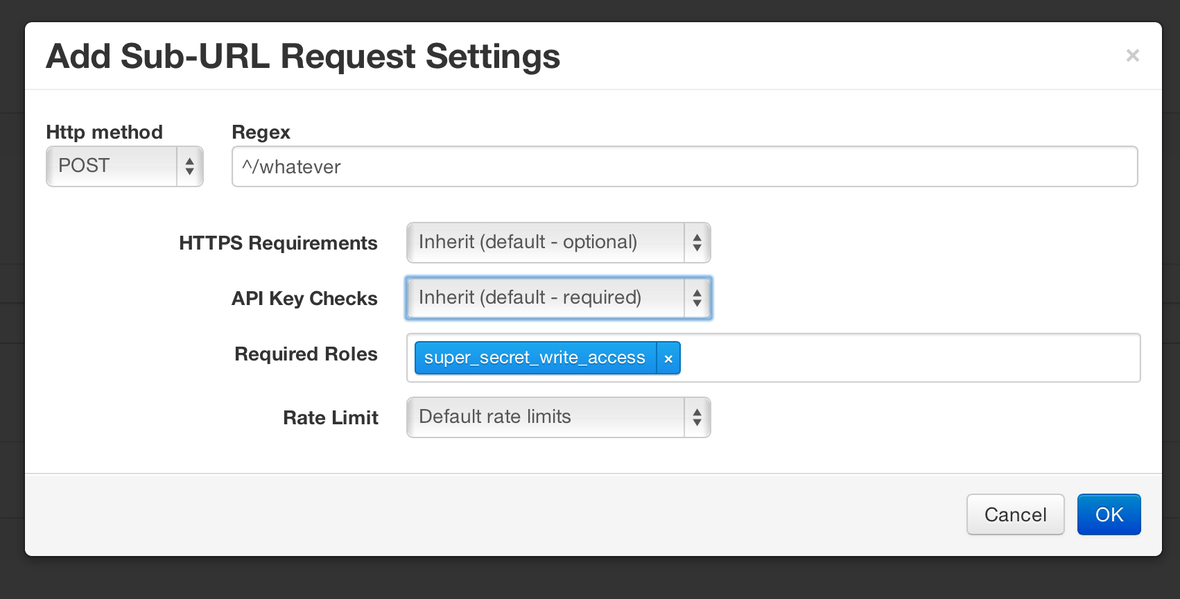 Sub-URL Request Settings form